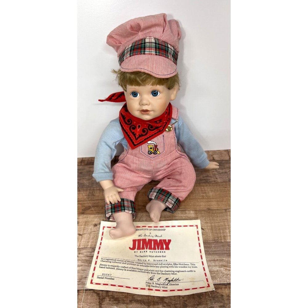 Collectible Porcelain Jimmy Doll By Danbury Mint Vintage Porcelain Child Figurin